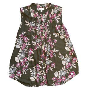 🌺 Charter Club Petite Sleeveless Floral Blouse – Size PXL 🌺